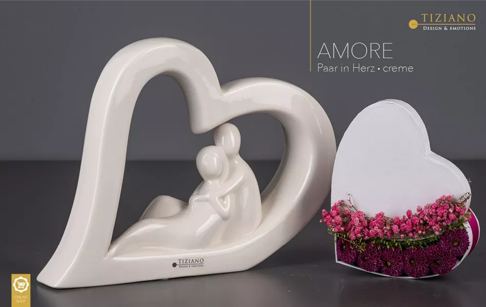 Paar Amore in Herz creme