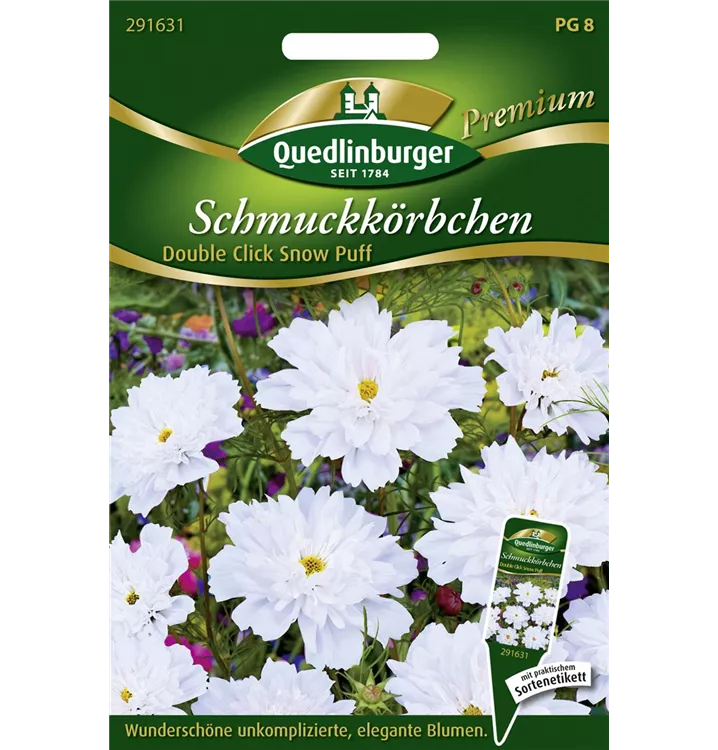 Cosmos bipinnatus 'Double Click Snow Puff'