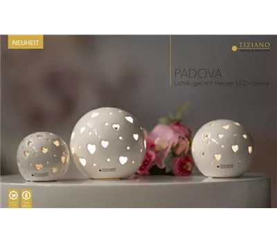 Lichtkugel Padova LED Herz creme