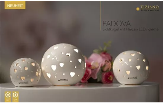 Lichtkugel Padova LED Herz creme