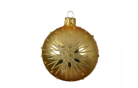 Kugel Glas mit Schneeflocke 8cm gold