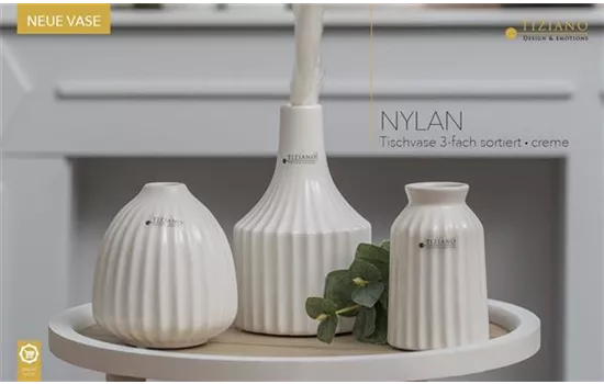 Vase Nylan schlank weiß-creme